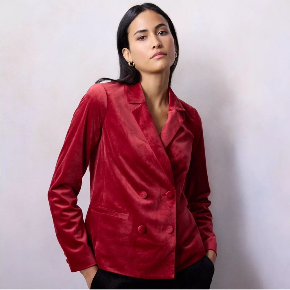 Lauren Conrad XL Double Breasted Notch Collar Faux Suede Blazer Career Workwear